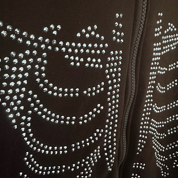 Rhinestone Skeleton Pattern, Zip Up Hoodie - Picture 3 of 4